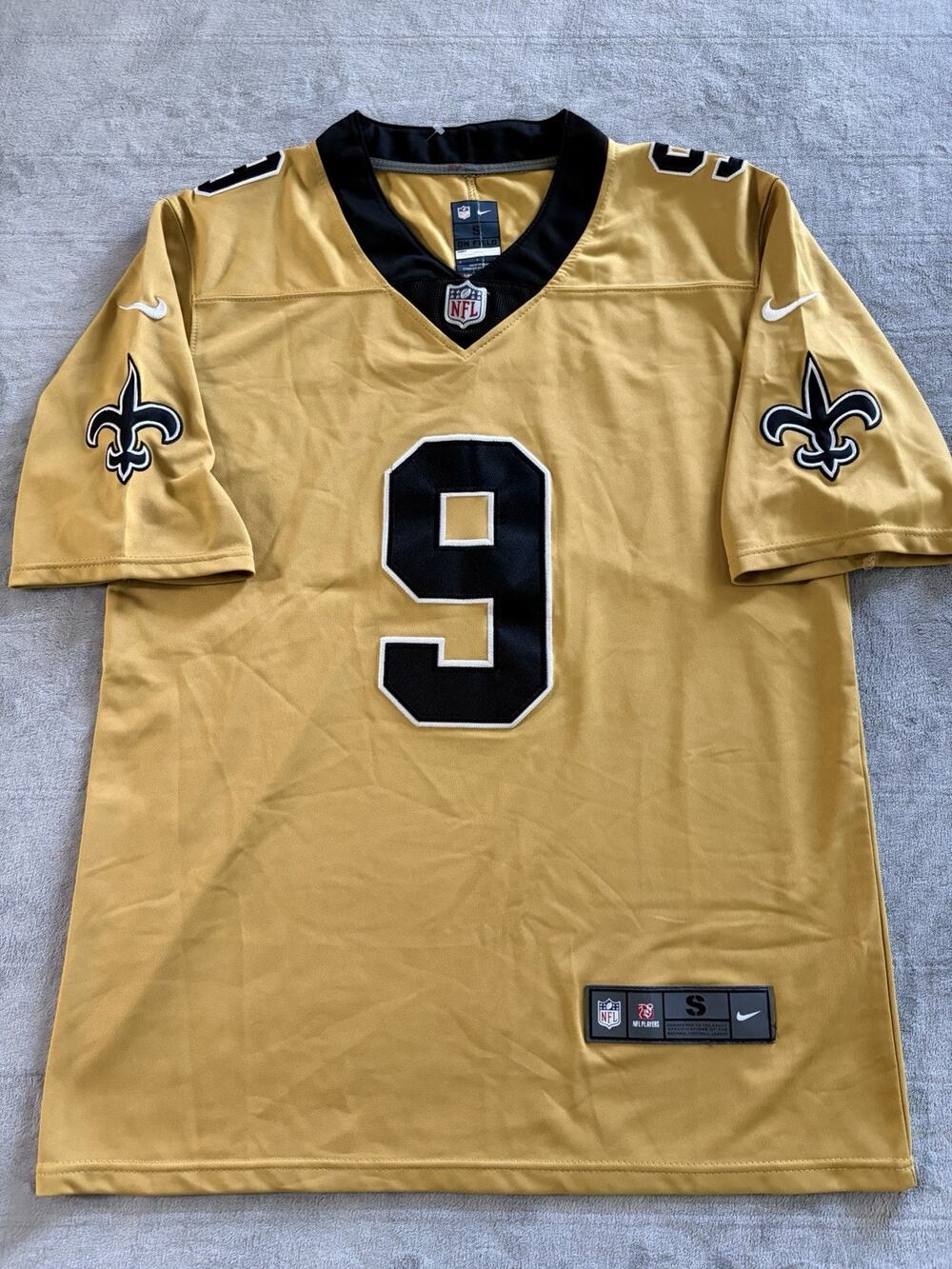 Drew Brees Men's Small Nike On Field Jersey New Orleans Saints Sewn Gold #9